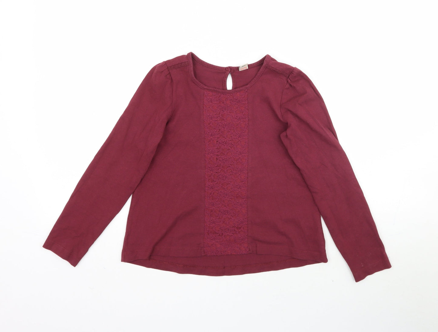 TU Girls Red   Basic T-Shirt Size 8 Years  - Lace detail