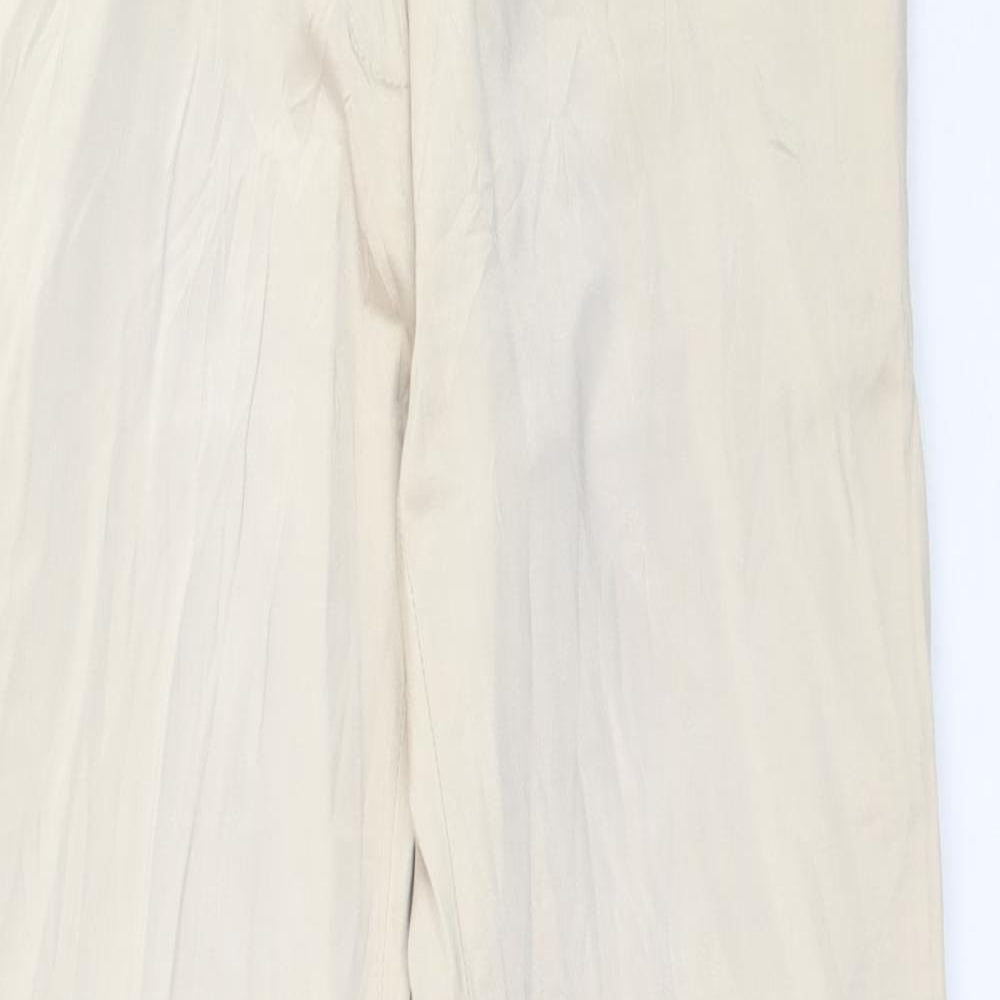 Preworn Womens Beige  Satin Trousers  Size XS L27 in - Shiny Satin Feel