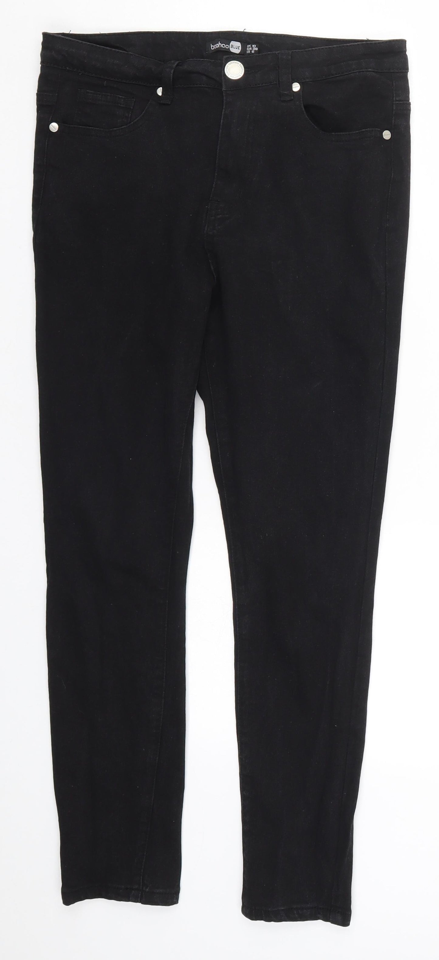 Boohoo Womens Black  Denim Skinny Jeans Size 10 L26 in