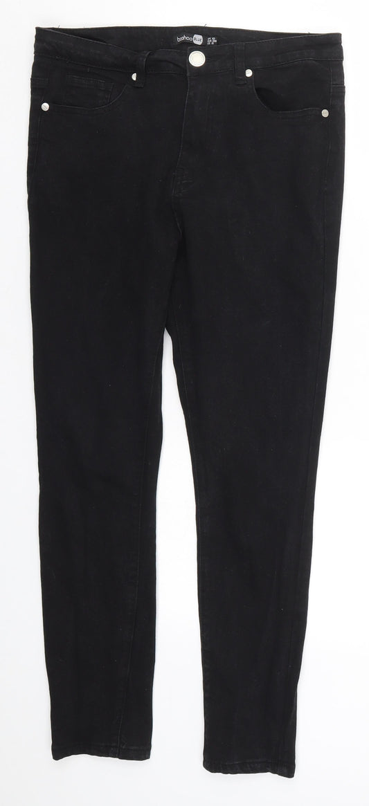 Boohoo Womens Black  Denim Skinny Jeans Size 10 L26 in