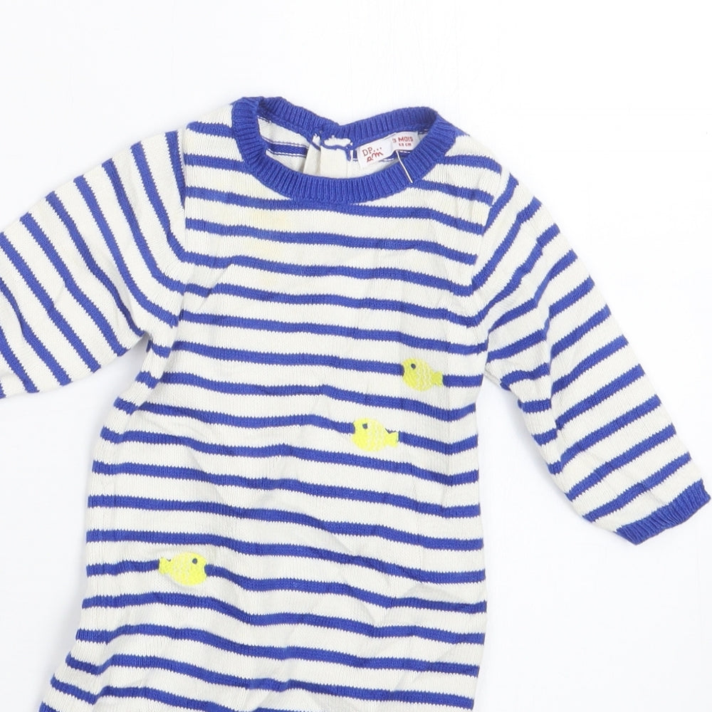 DP Boys Blue Striped Knit Coverall Outfit/Set One Size
