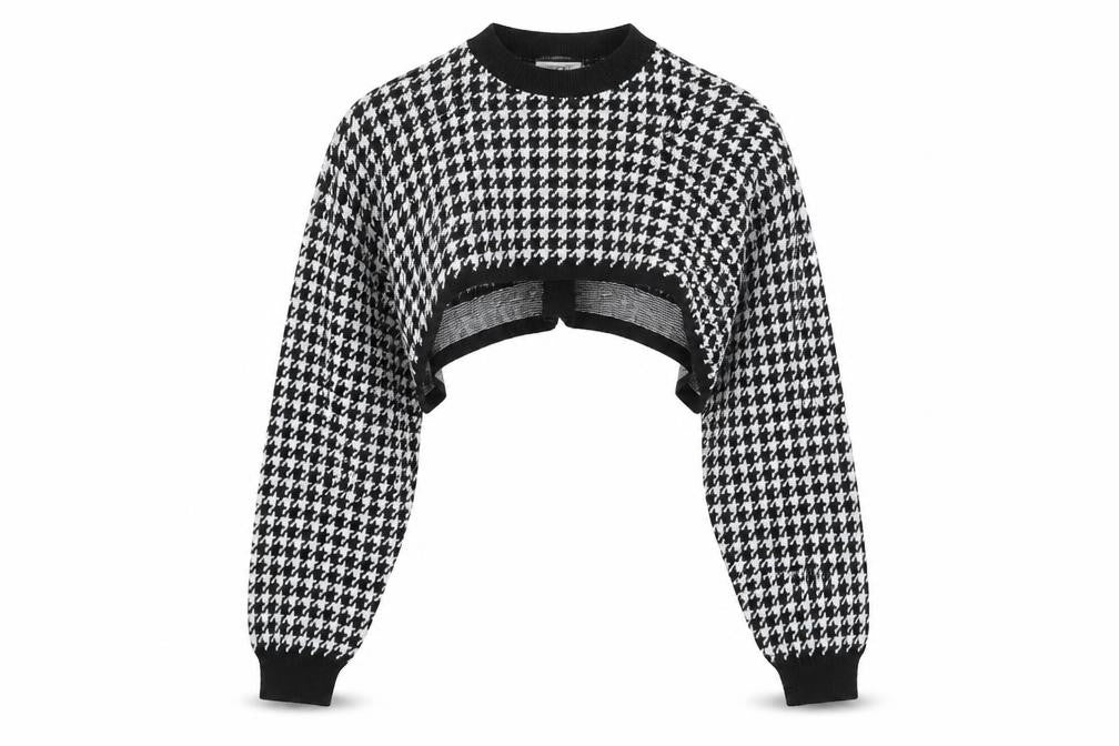 PRETTYLITTLETHING Womens Black Houndstooth Knit Pullover Jumper Size S