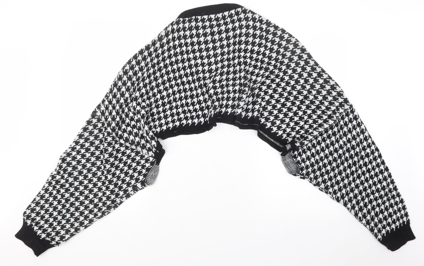 PRETTYLITTLETHING Womens Black Houndstooth Knit Pullover Jumper Size S