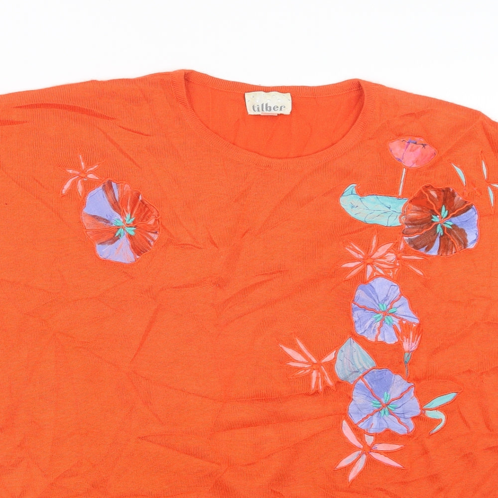 TILBER Womens Orange  Knit Pullover Jumper Size 14