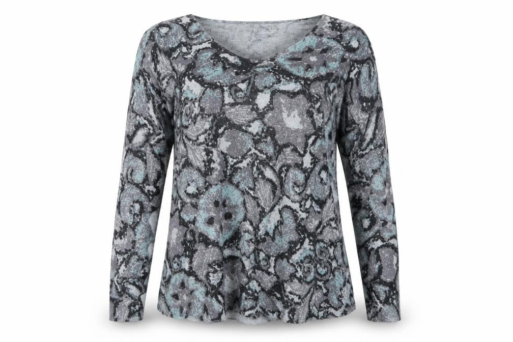 East Womens Grey Geometric  Pullover Jumper Size XS