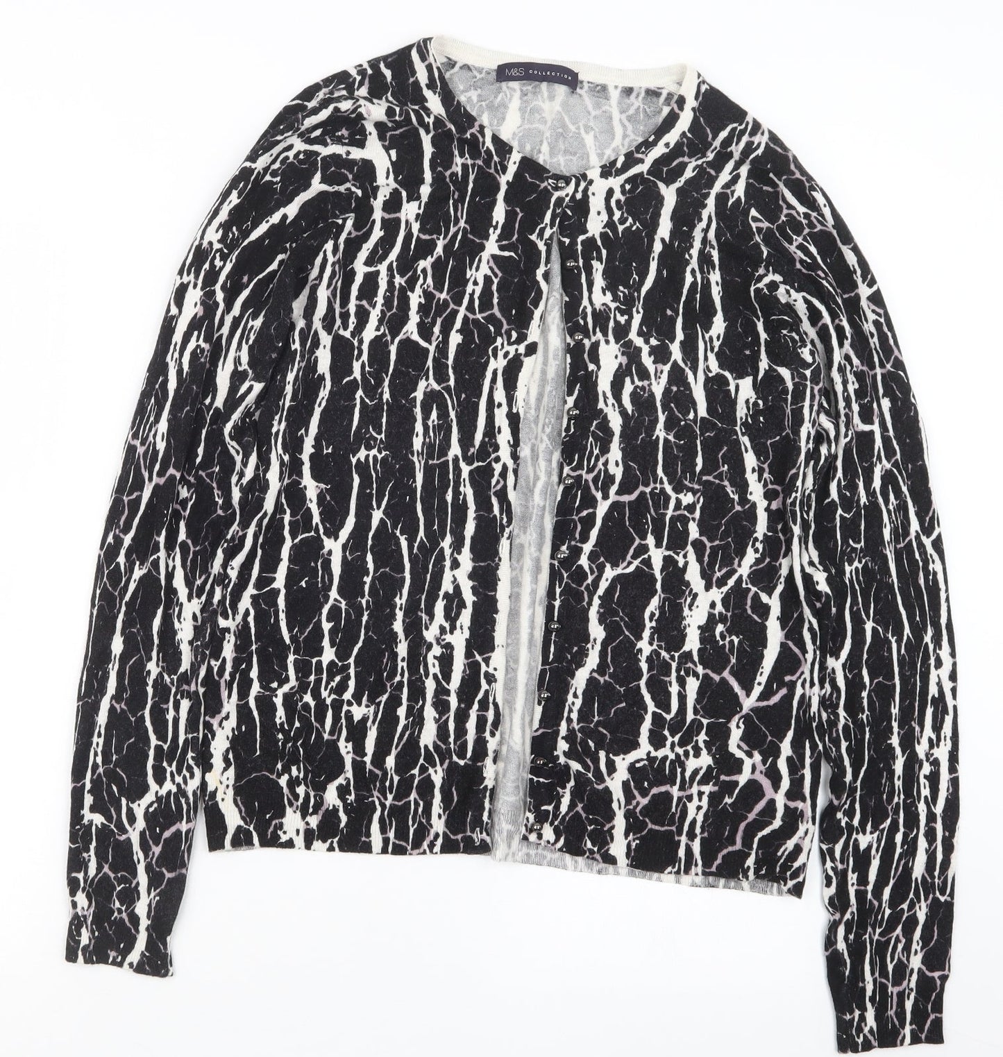 Marks and Spencer Womens Black Geometric Knit Cape Jumper Size 10