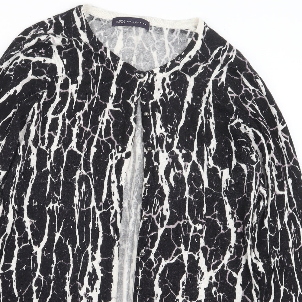 Marks and Spencer Womens Black Geometric Knit Cape Jumper Size 10