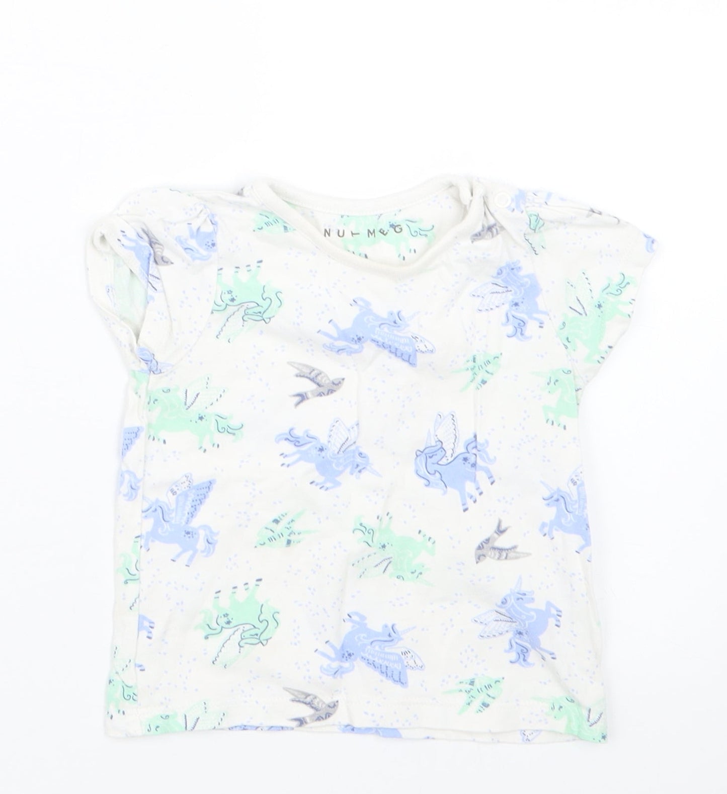 Nutmeg Girls Blue Geometric  Basic T-Shirt Size 6-9 Months  - Unicorn