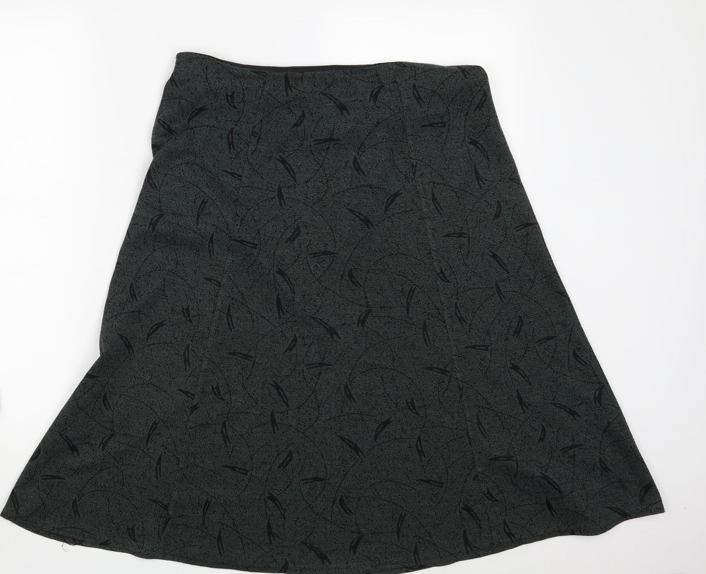 BM Womens Green Geometric  A-Line Skirt Size 14