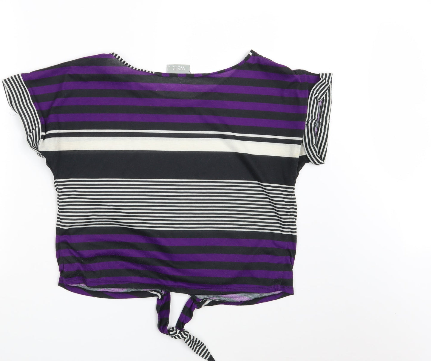 Wallis Womens Multicoloured Striped  Cropped T-Shirt Size M