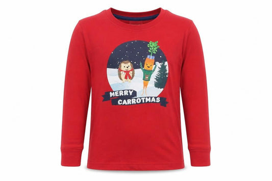 Lilly & Dan Girls Red   Top Pyjama Top Size 9-10 Years  - Seasonal Christmas Festive Holiday