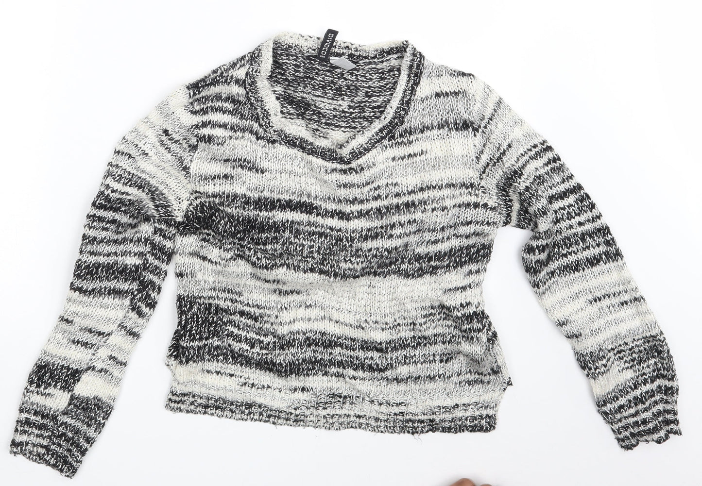 H&M Womens White Geometric  Pullover Jumper Size XS