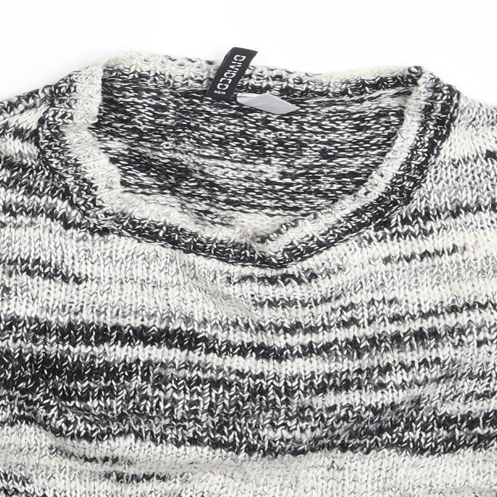 H&M Womens White Geometric  Pullover Jumper Size XS