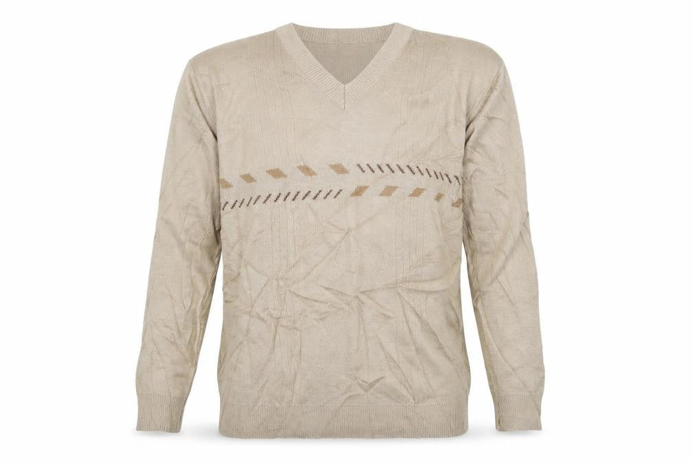 Berringer Mens Beige Geometric  Pullover Jumper Size XL