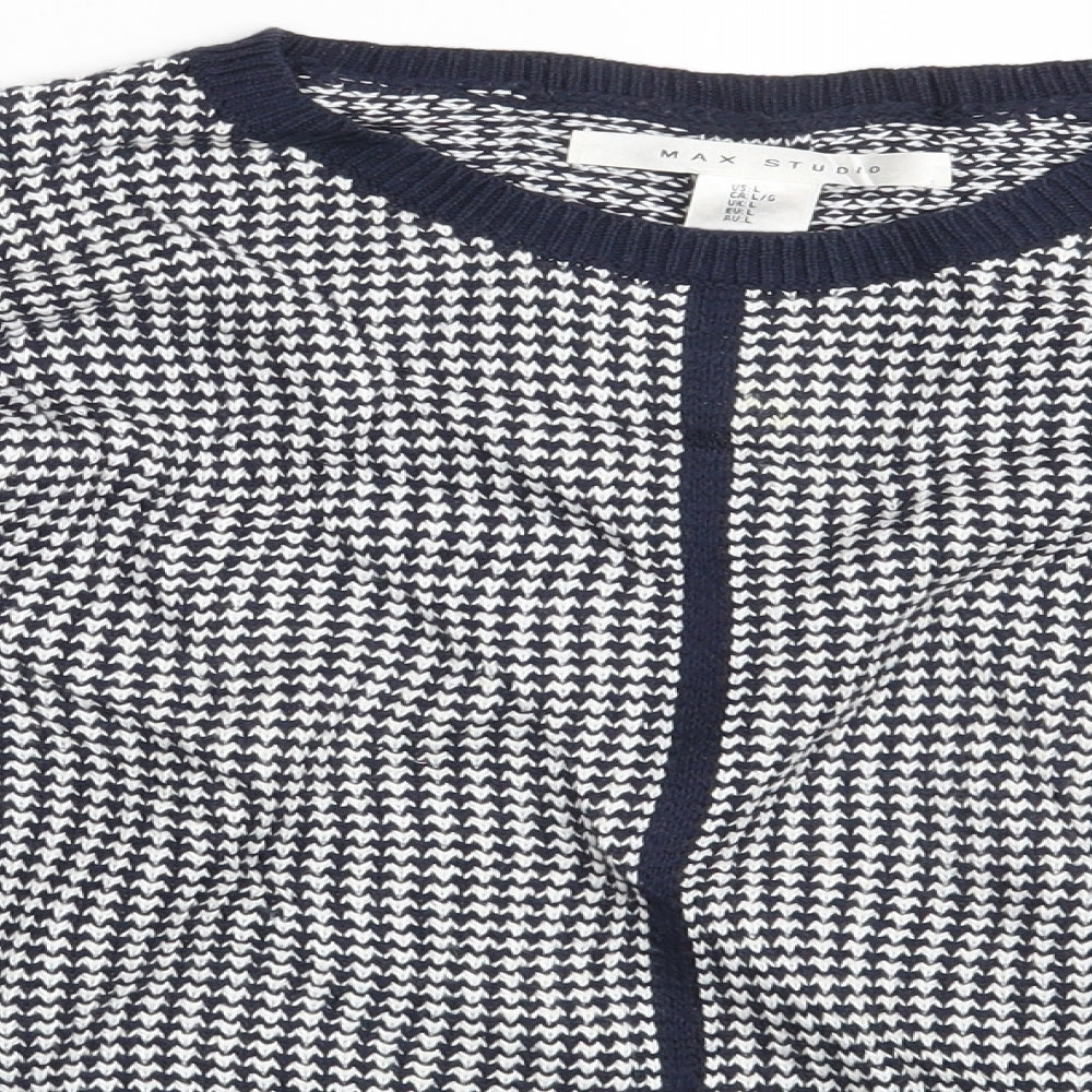 Max Studio Womens White  Knit Pullover Jumper Size L