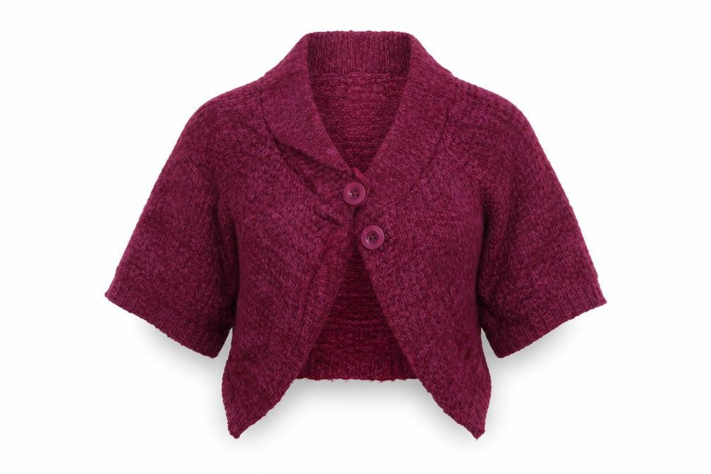 Front view of Evie women’s purple wrap jumper, size UK 10