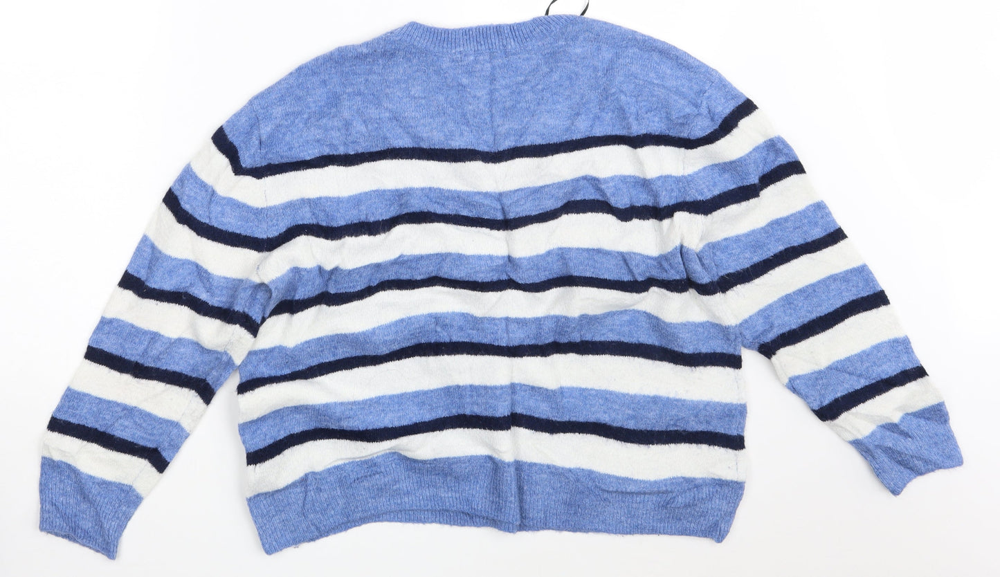 H&M Womens Blue Striped  Pullover Jumper Size M