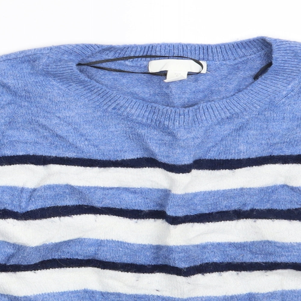 H&M Womens Blue Striped  Pullover Jumper Size M