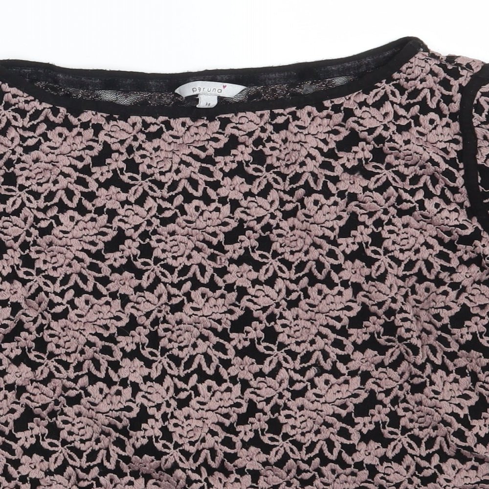 M&S Womens Black Floral  Pullover Jumper Size 14