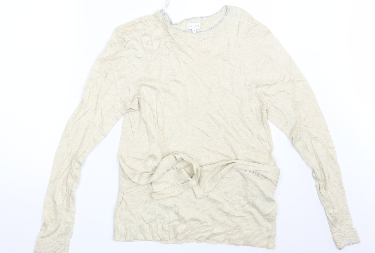 Linea Womens Beige   Pullover Sweatshirt Size 14