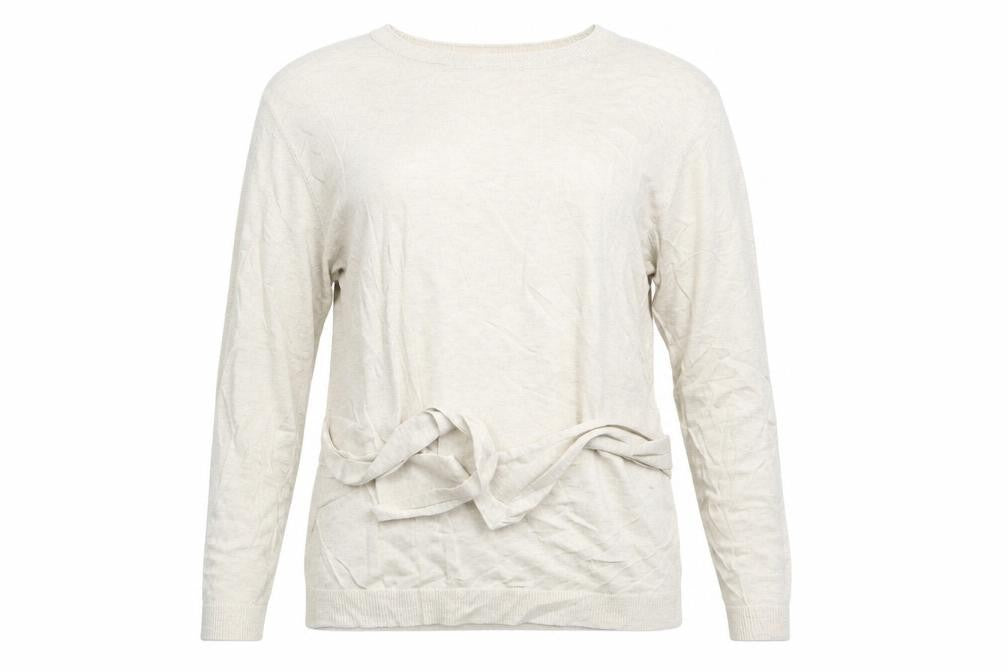 Front view of Linea women’s beige pullover sweatshirt, size UK 14