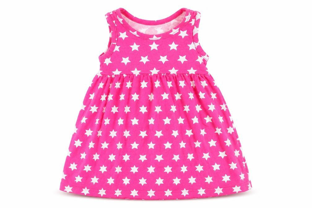 Front view of Young Dimension girls’ pink geometric fit & flare, size 18-24, months