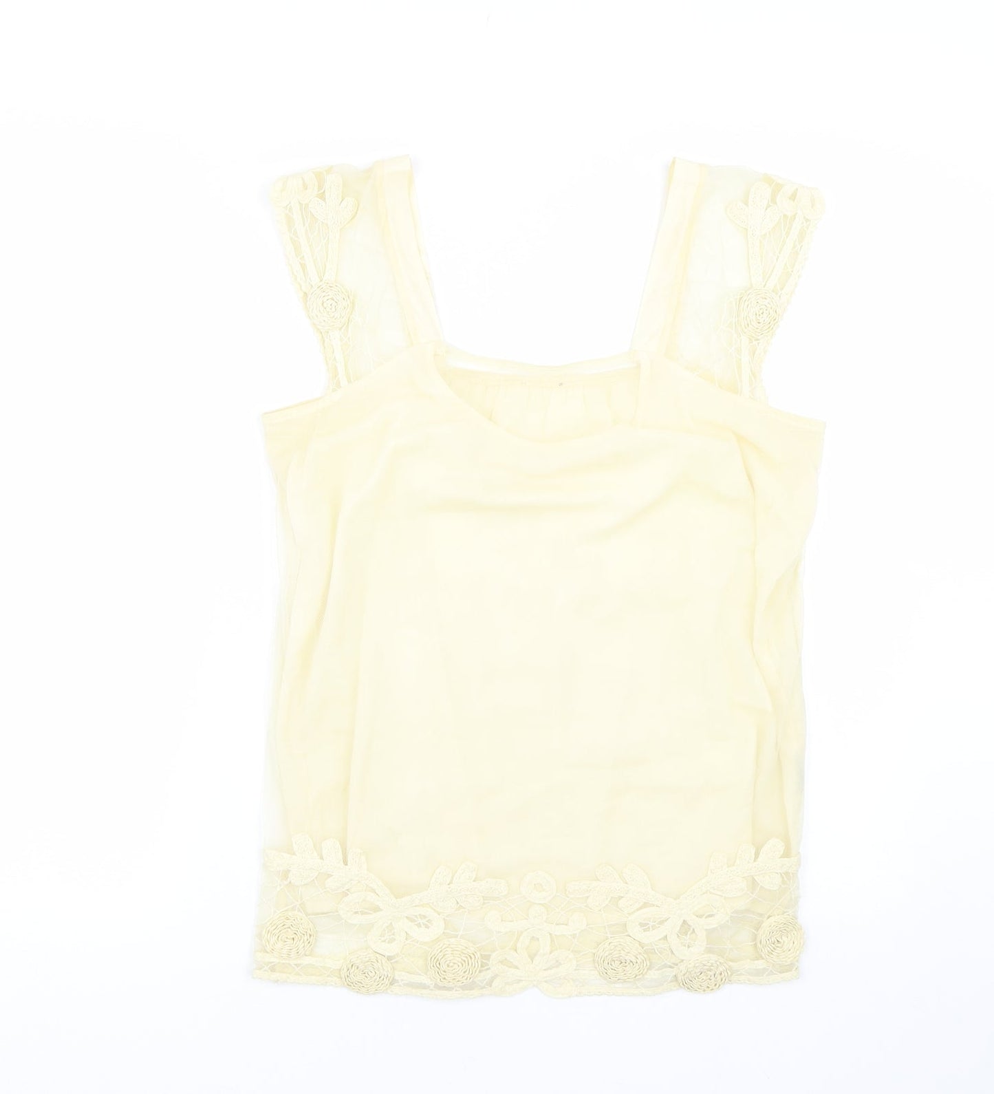 Preworn Womens Yellow Floral  Basic Tank Size M