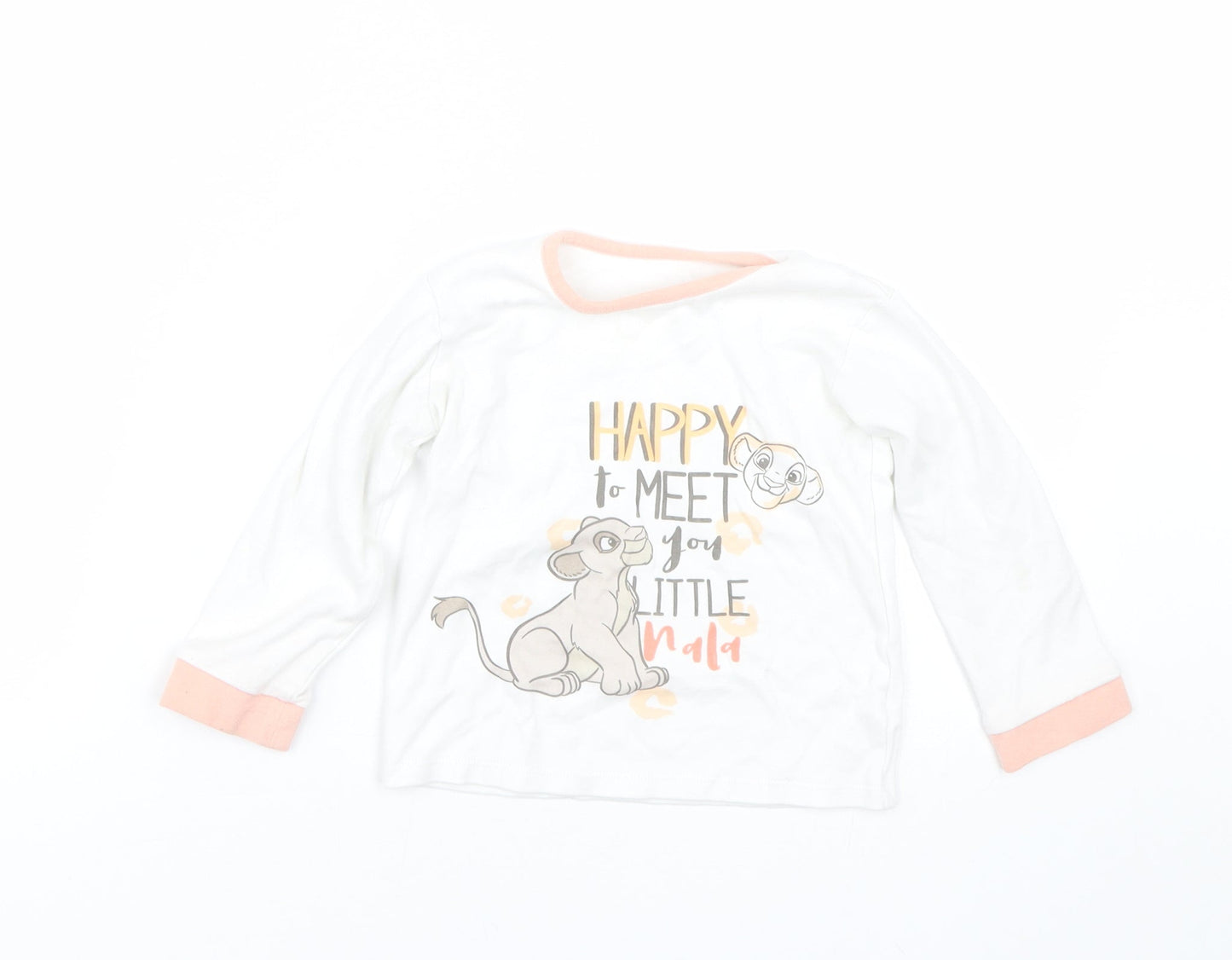 George Girls White   Cami Pyjama Top Size 18-24 Months  - Lion king