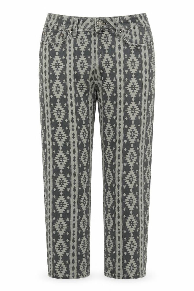 River Island Womens Brown Geometric  Straight Jeans Size 8 L31 in