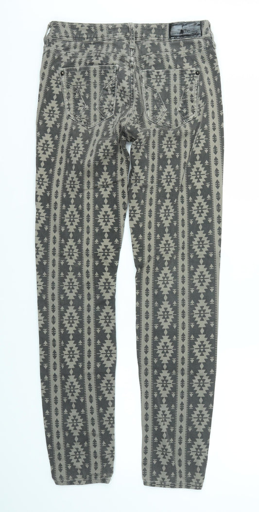 River Island Womens Brown Geometric  Straight Jeans Size 8 L31 in