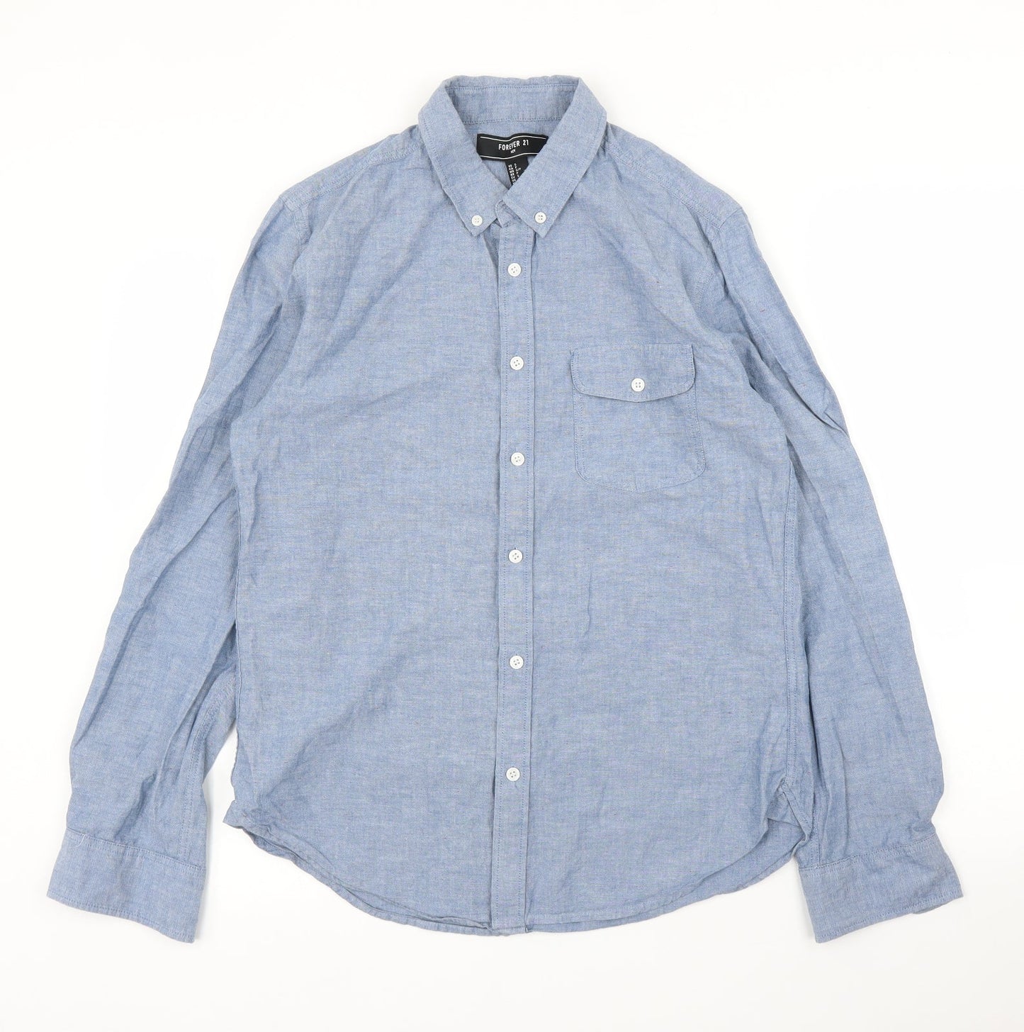 FOREVER 21 Mens Blue    Button-Up Size S