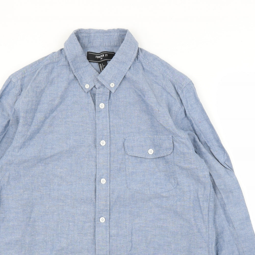 FOREVER 21 Mens Blue    Button-Up Size S