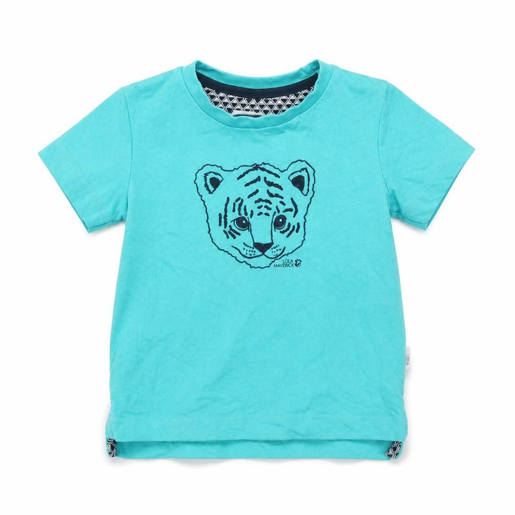 Lola Maverick Baby Blue   Basic T-Shirt Size 12-18 Months  - tiger