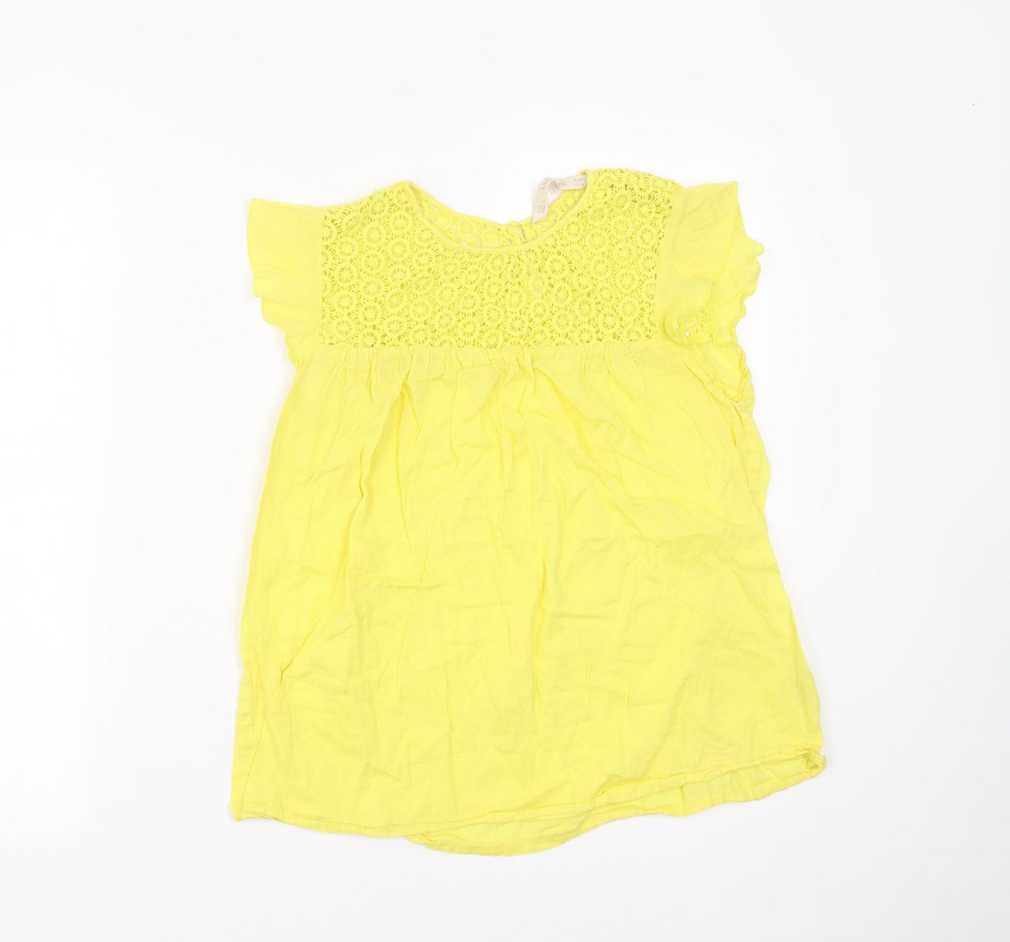 Zara Womens Yellow   Basic Blouse Size S  - crochet detail
