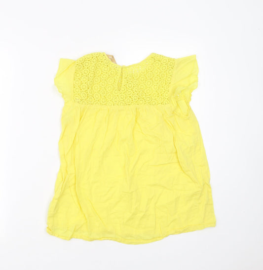 Zara Womens Yellow   Basic Blouse Size S  - crochet detail