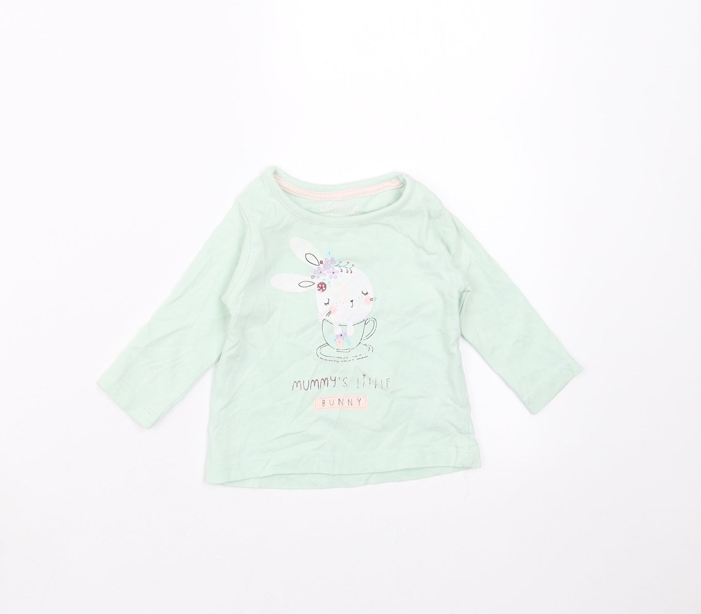 Lullaby Girls Green   Basic T-Shirt Size 0-3 Months  - rabbit