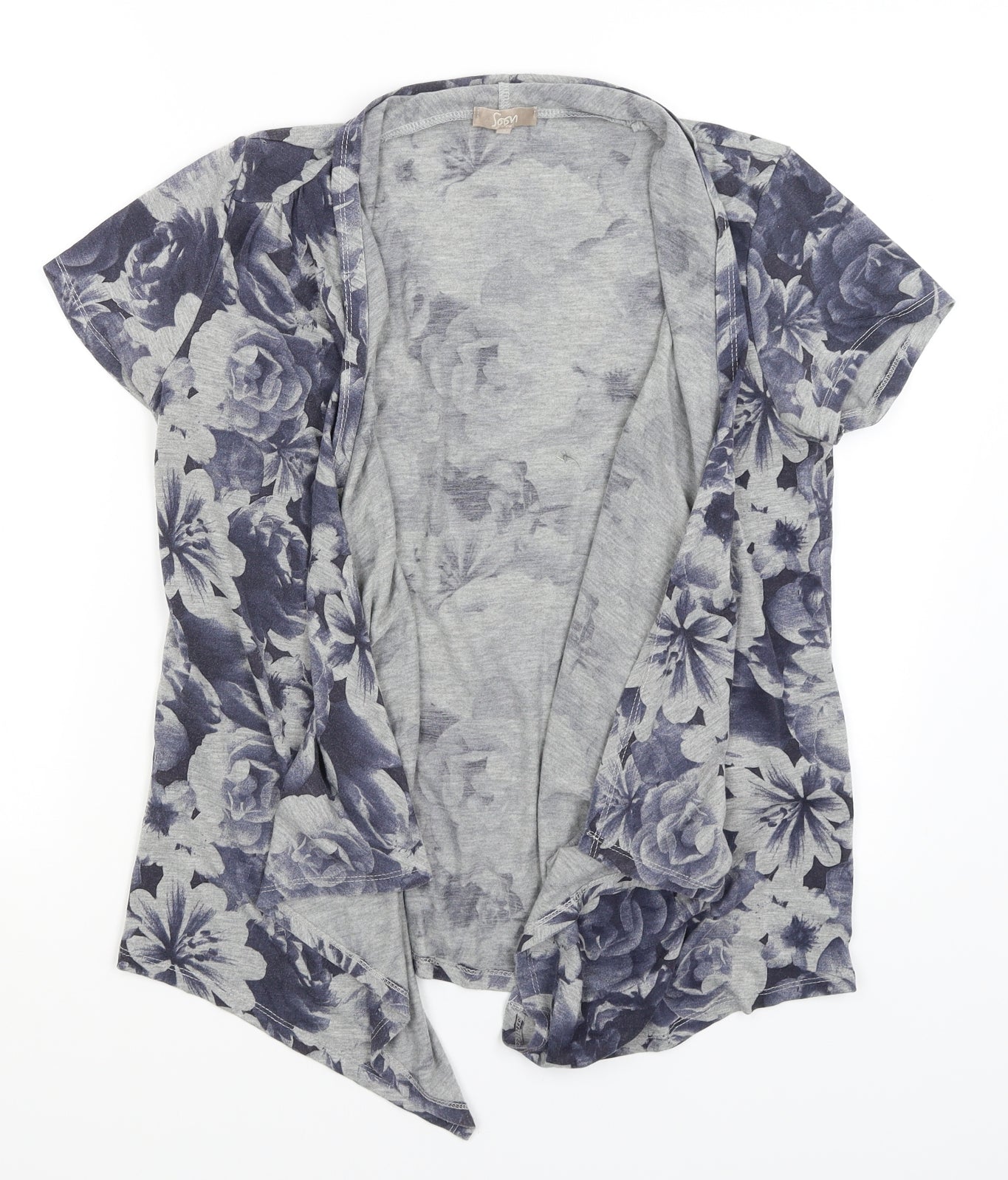Soon Womens Blue Floral  Wrap Jumper Size 16