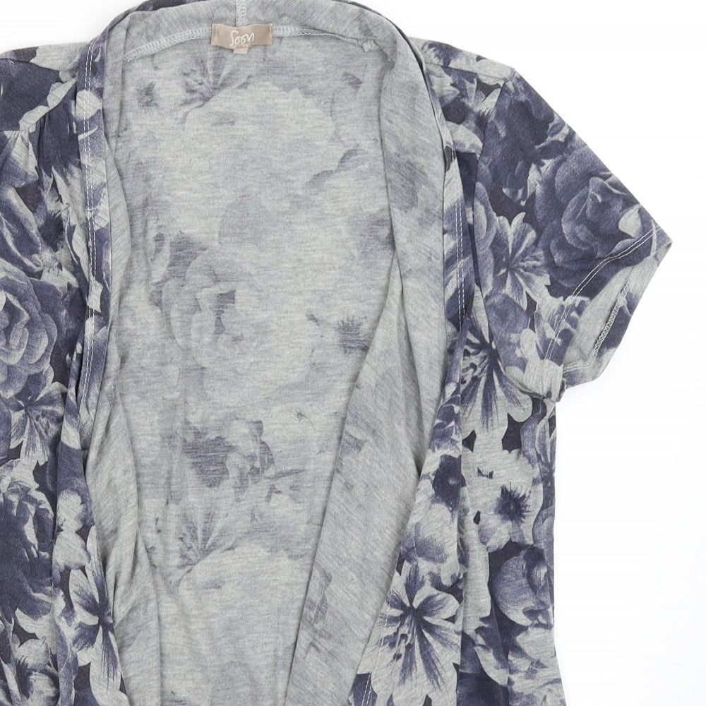 Soon Womens Blue Floral  Wrap Jumper Size 16