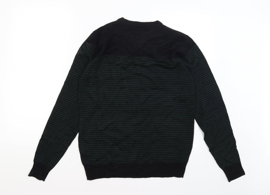 Cedar Wood State Mens Blue Striped  Pullover Jumper Size S