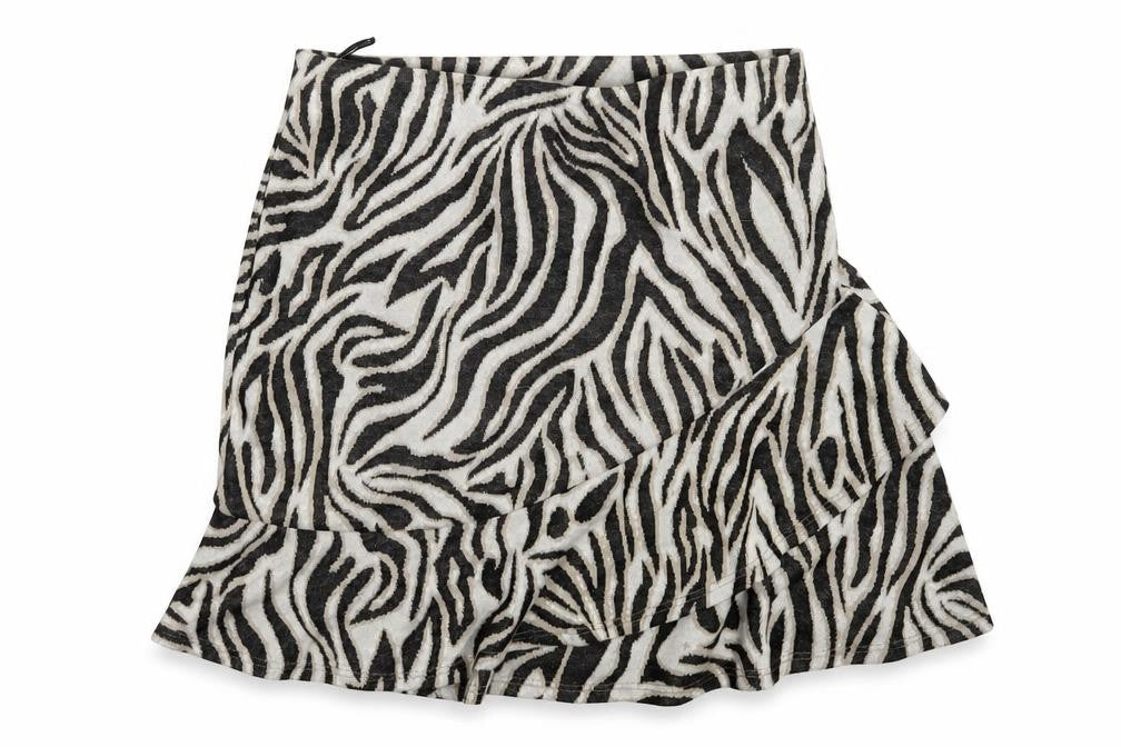 Front view of Miss Selfridge women’s multicoloured animal print mini skirt, size UK 8