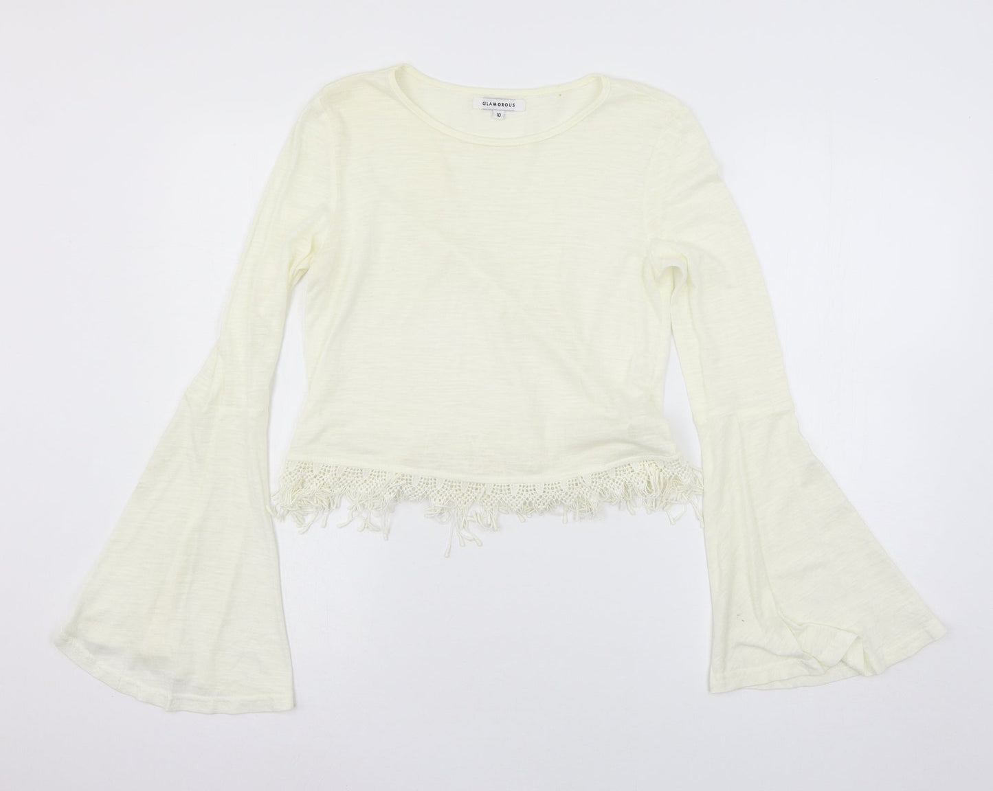 Glamourous Womens White  Jersey Basic T-Shirt Size 10