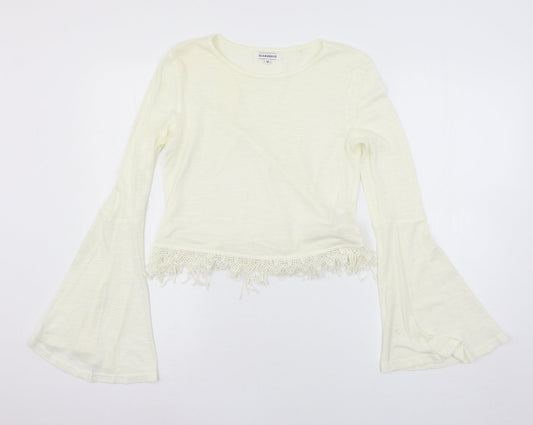 Glamourous Womens White  Jersey Basic T-Shirt Size 10
