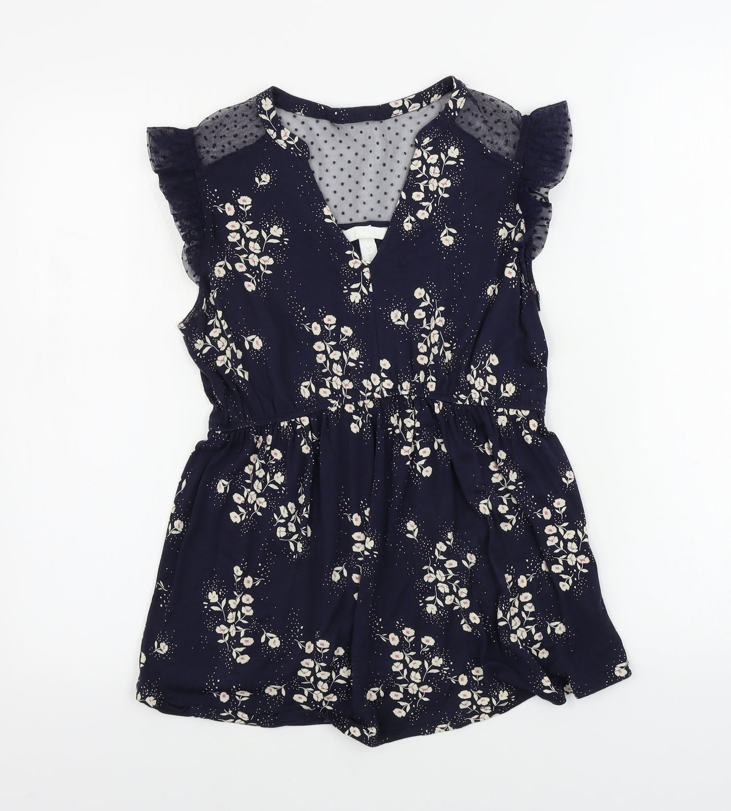 H&M  Womens Blue Floral  Basic T-Shirt Size S