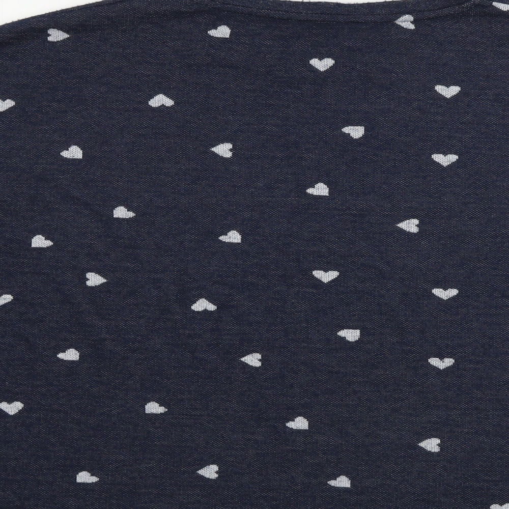 TU Womens Blue   Pullover Jumper Size 10  - heart pattern