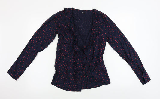 Only Womens Blue Polka Dot  Basic Blouse Size 6