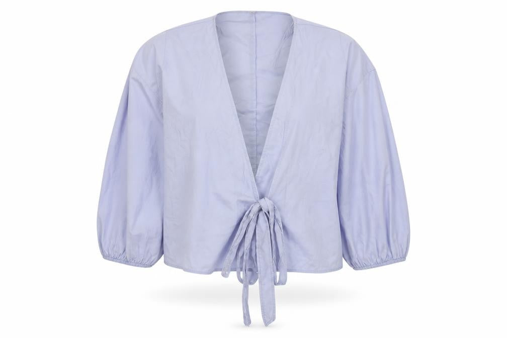 Front view of Miss Selfridge women’s blue cardigan jumper, size UK 6