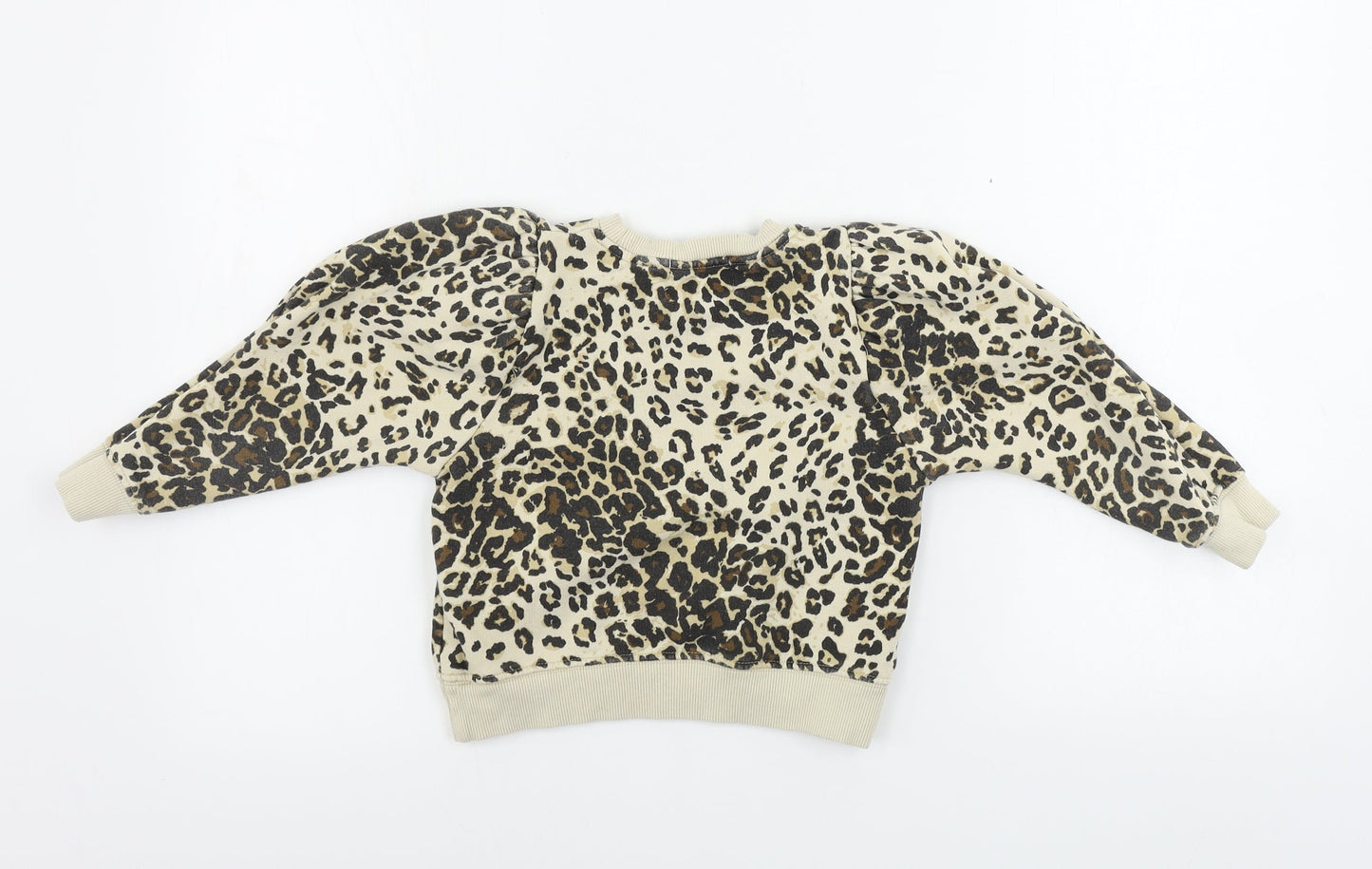 Zara Girls Beige Animal Print  Pullover Jumper Size 7 Years