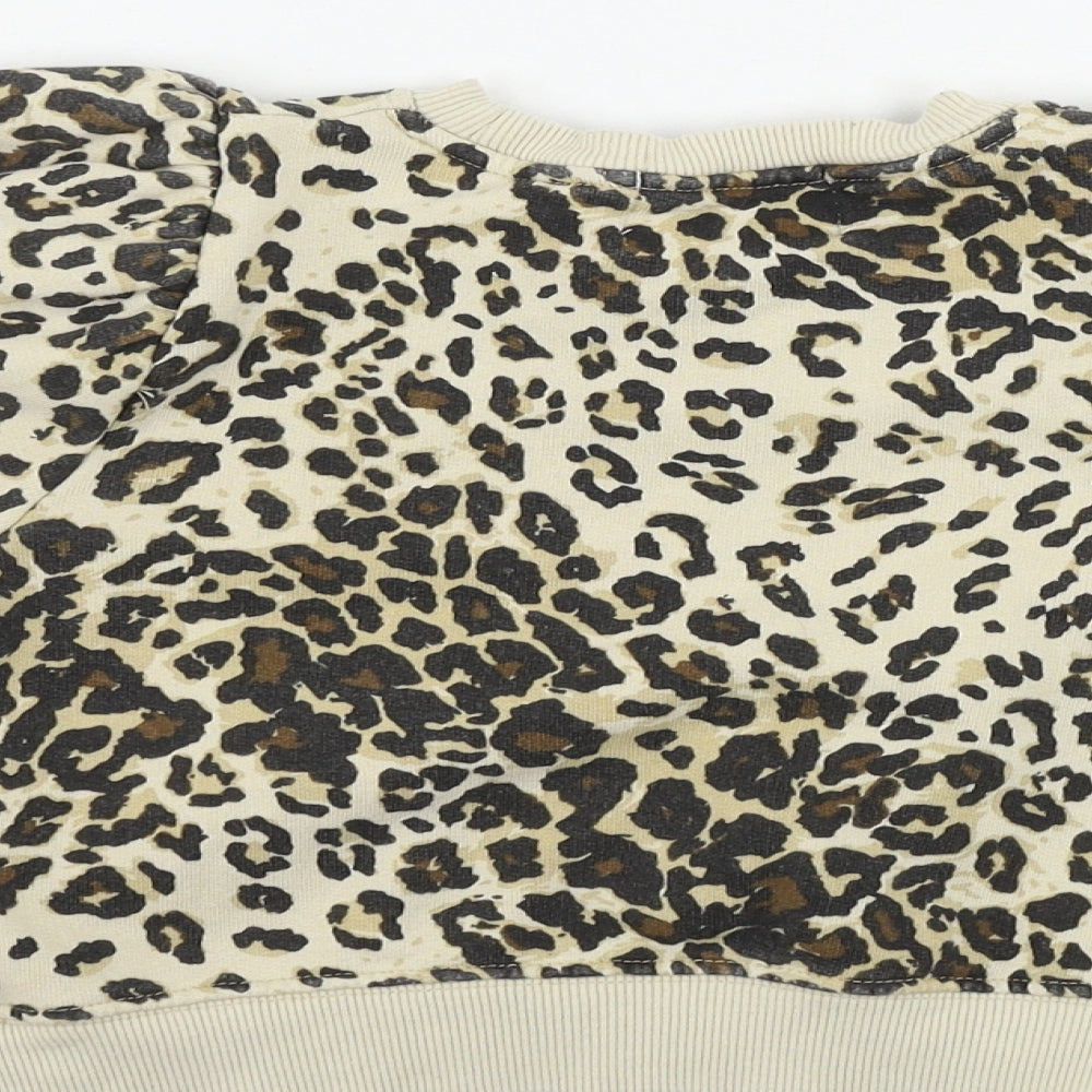 Zara Girls Beige Animal Print  Pullover Jumper Size 7 Years