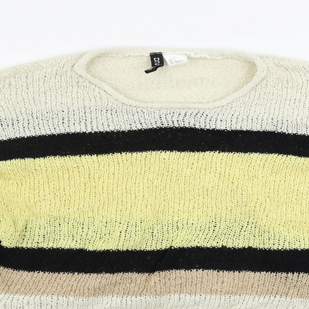 H&M  Womens Beige Striped  Pullover Jumper Size S
