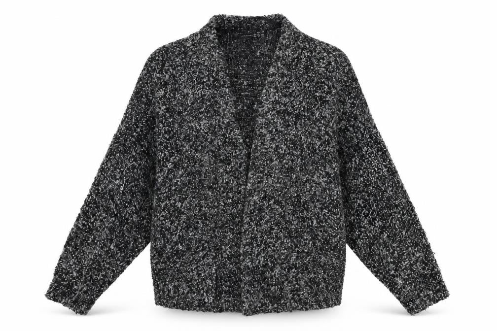 Front view of Atmosphere women’s grey cardigan jumper, size UK 6